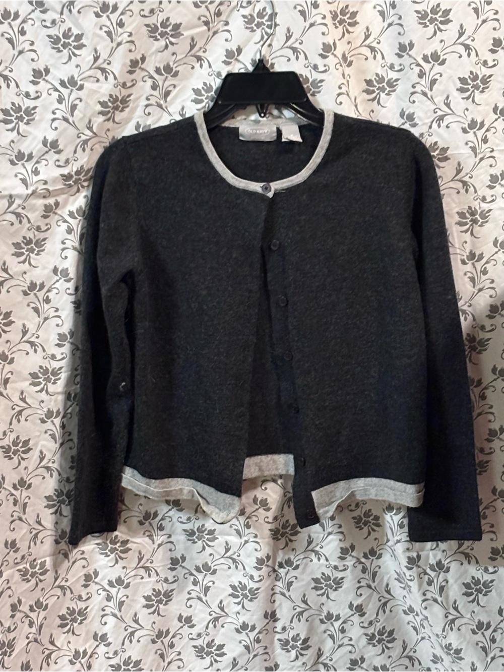 Old Navy Charcoal Cardigan with Light Gray Trim
